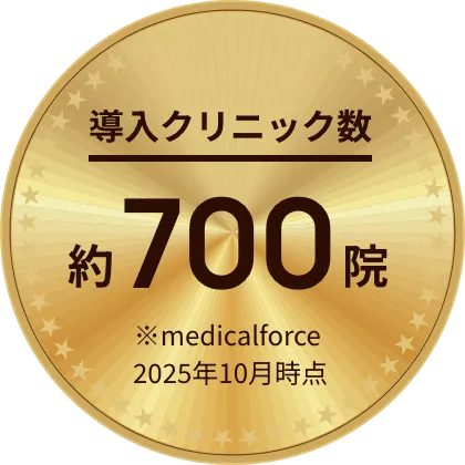 導入クリニック数 約700院 ※medicalforce 2025年10月時点